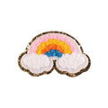 Low MOQ Cute Iron on Glitter Chenille Rainbow Patches for Hats Clothing Makeup Bag