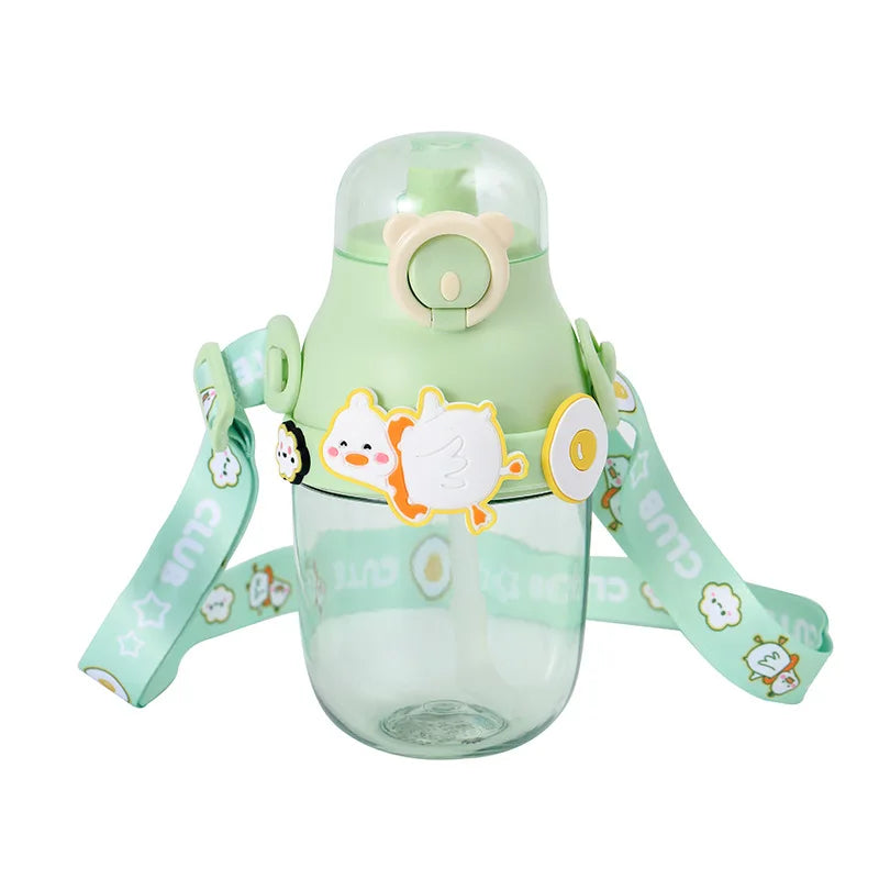 Madou New Outdoor Leak-Proof Anti-Fall Portable Casual Kids Cartoon Bear PP Straws Bottle Direct Drinking Plastic Drinkware