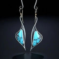 New Bohemian Vintage Dangle Earrings Bag Lock Turquoise Stone Drop Earrings for Women Party Jewelry