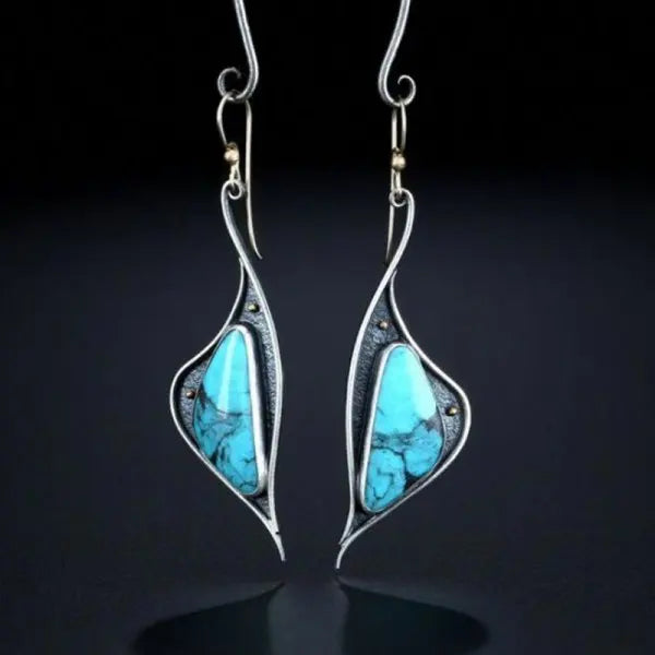 New Bohemian Vintage Dangle Earrings Bag Lock Turquoise Stone Drop Earrings for Women Party Jewelry