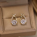 Cross Line Design Stud Earrings Alloy Jewelry Embellished With Rhinestones Vintage Simple Style for Women Daily Wear N240250