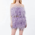 Hot Pink Ladies Summer Mini Dress Fantasy Cocktail Ostrich Feather Evening Dress