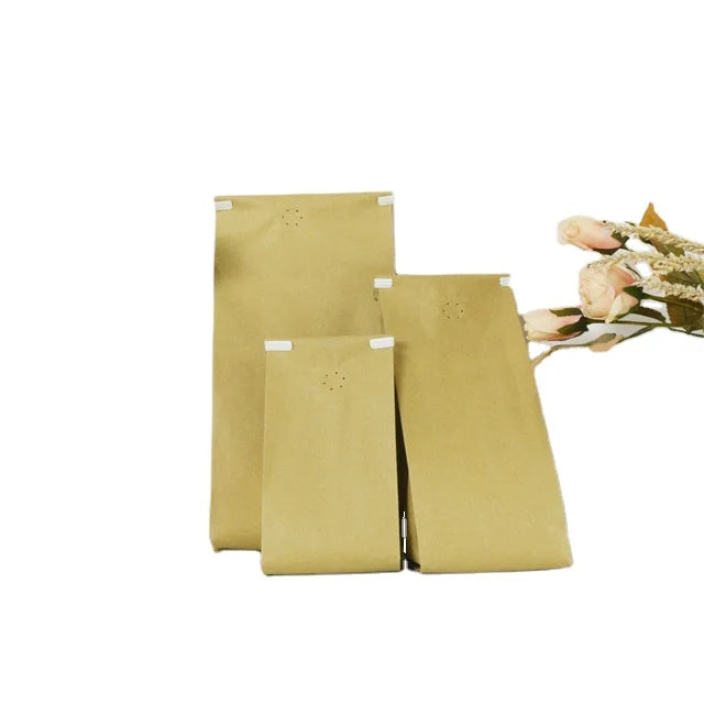 Factory Specialty 250g/500g Kraft Paper Kraft Bags Water-Proof Gusset Tie Pouch for Coffee Food Recycled Aluminum Tin Packaging