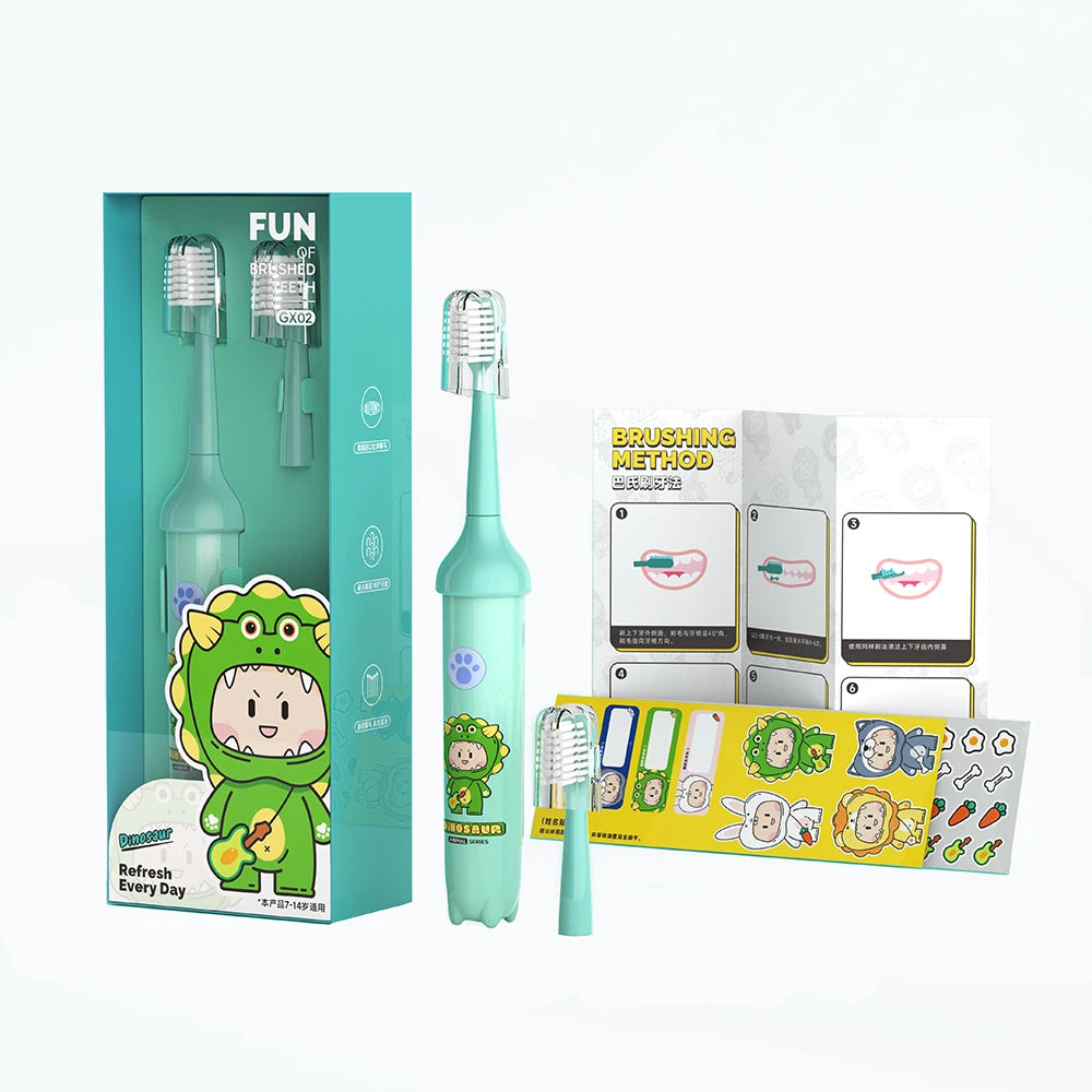 OEM Logo Customized Cartoon Cute Rechargeable Electric Toothbrush Smart Portable Soft Bristles IPX7 Gift Kids Children
