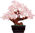 Wholesale Feng Shui Natural Rose Pink Quartz Crystal Money Tree Bonsai Style Decoration for Wealth and Luck