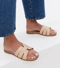 Custom Shoes Home House Wide Fit Cream Cut Out Strap Foot-bed Sliders Designer Slippers