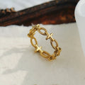 Wholesale Fashion Women's Stainless Steel Chain Rings Creative Geometric Design with Rose Gold Plating 18K Color