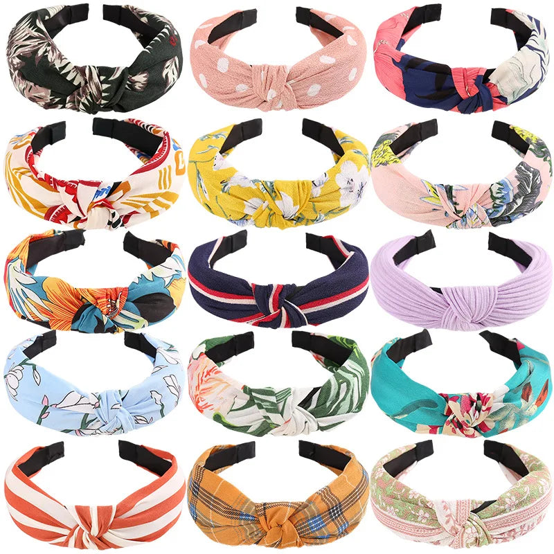 Fashion Wholesale Hairband Custom Logo Manufacturer Hair Accessories Chiffon Cheap Fabric Knot Headband Women