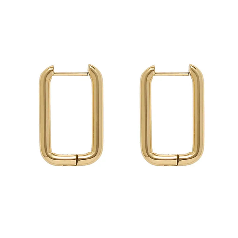 Minimalist Jewelry Fashion 18K Gold Plated Stainless Steel U Shaped Hoop Huggie Earrings