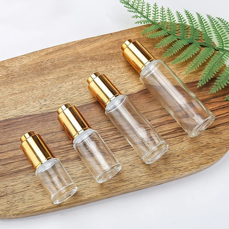 Luxury Empty 15ml 30ml Frosted Glass Face Oil Serum Bottle Pump Packaging