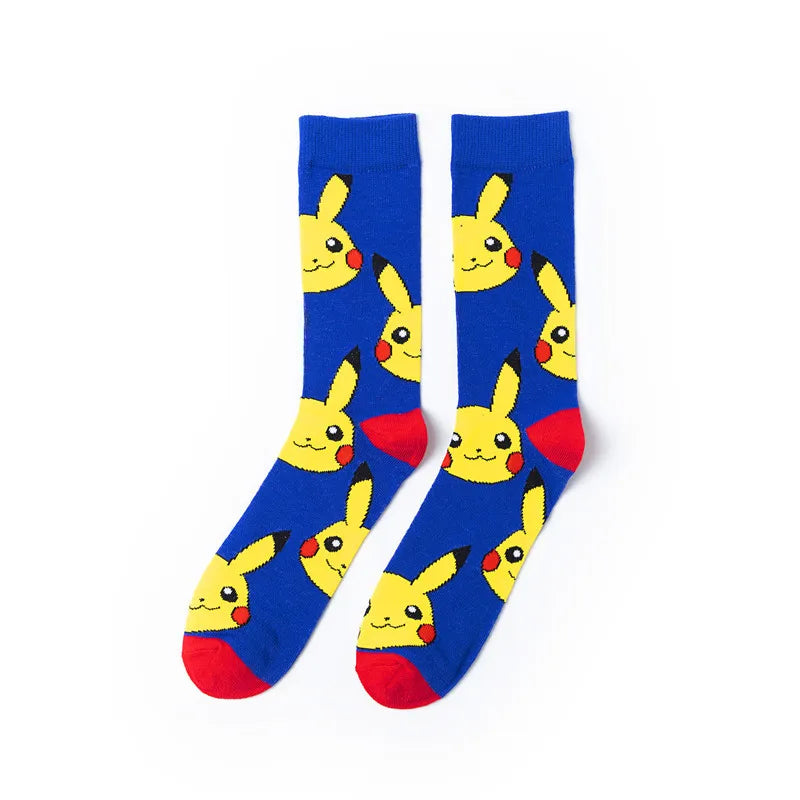 Mens Crew Colorful Cartoon Tube Socks Breathable Spring Casual Cotton Knitted Funny
