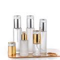 Custom Frosted clear Lotion Pump Bottle Packaging 50ml 100ml Cosmetic Facial Care Tube Serum Glass Bottle Cream Jar