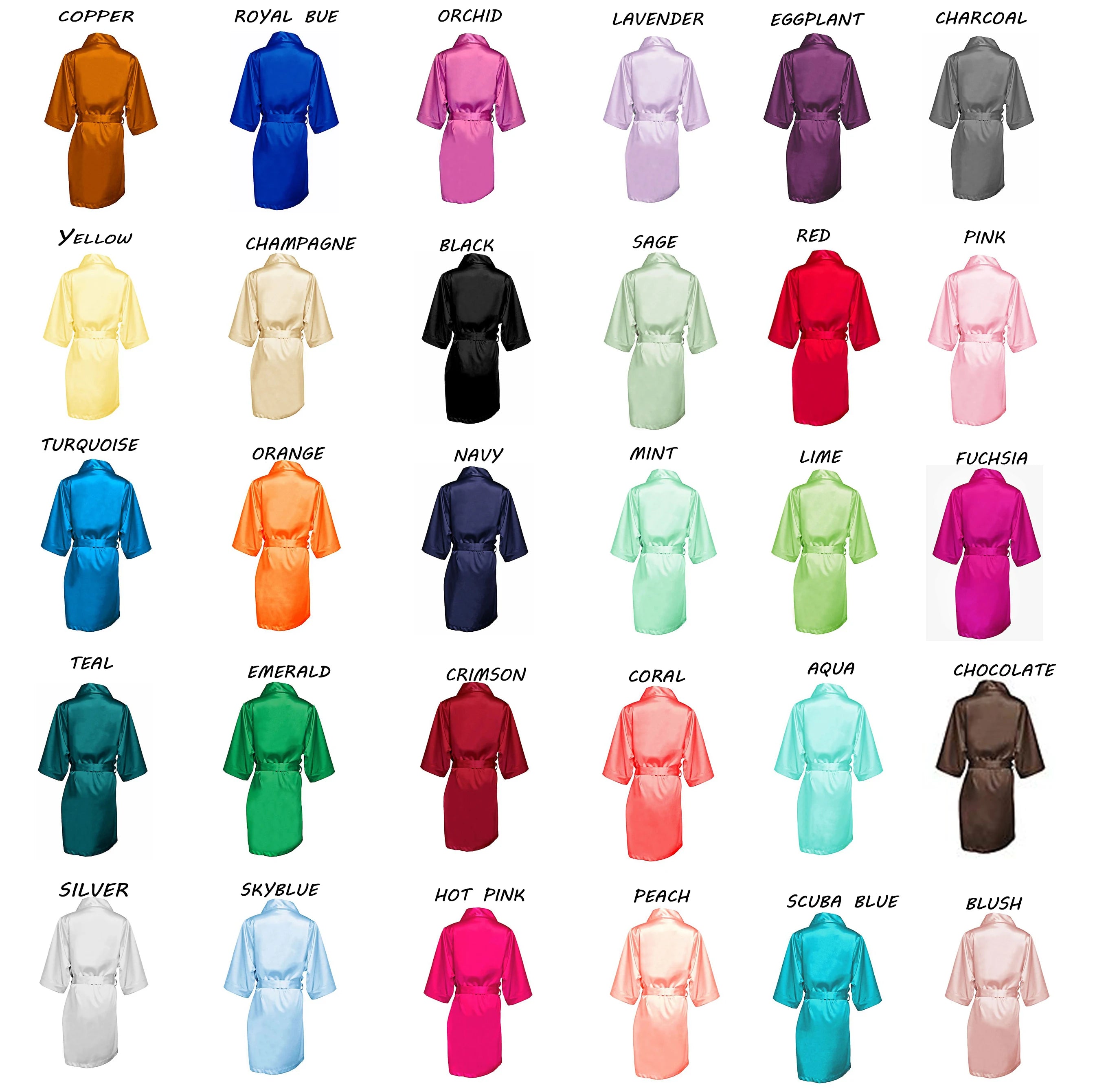 RTS 133 Colors New Design Solid Short Silk Bridal Bridesmaid Kimono Satin Wedding Robes Bride Robe Spa Party Women Sleepwear