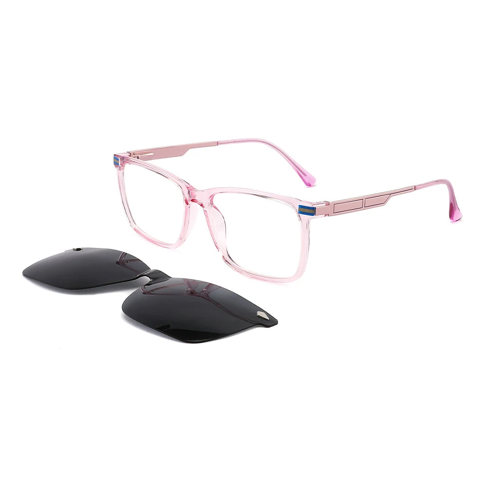 Lunette De Soleil 2023 Rectangle Shades Sunglasses Tr90 Frames with Metal Legs Transparent Polarized Magnetic Clip on Sunglasses
