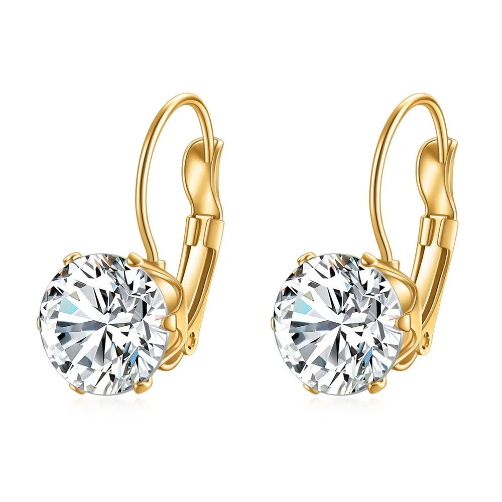 Nabest Gold Plated French Design Hook Earrings Stainless Steel Cubic Zirconia Earings for Women