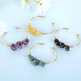 Wholesale Bangles Natural Crystal Raw Stone Wrapped Gemstone Bracelet