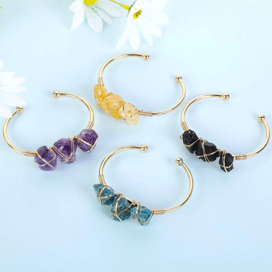 Wholesale Bangles Natural Crystal Raw Stone Wrapped Gemstone Bracelet