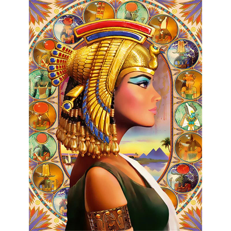 The Queen of Egypt Diamond Painting Pyramid Egypt Wall Painting Full Drill Embroidery Round & Square Diamond Painting Kit