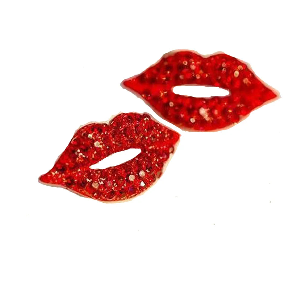 Traditional Alloy Material Bling Rhinestone Beads Shiny Fashion Earring Lip Earrings Stud Jewelry for Women Liefstyle