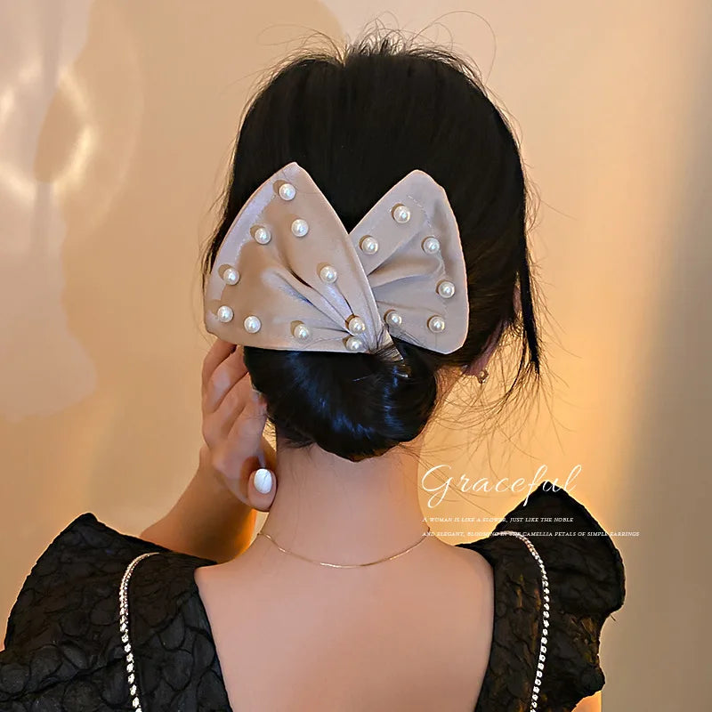 Iron Wire Bow Hair Curler Deft Bun Maker with Pearl Magic Clips Lazy Curling Convenient Multicolor Hair Styling Tools for Women