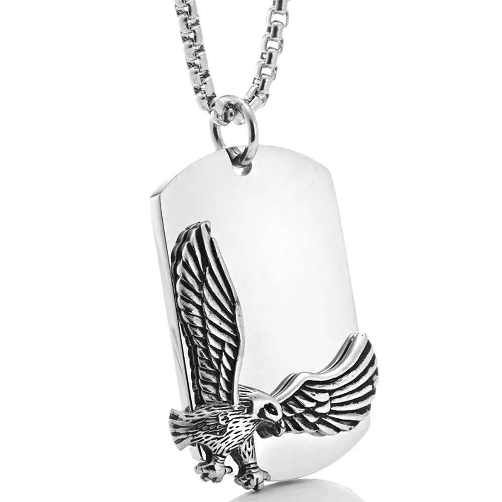 Free Chain Design Custom Metal Mirror Polish Stainless Steel Ancient Eagle Fine Necklace GDog Charm Chain Pendant Jewelry