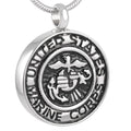 Stainless Steel Religious Silver Plated US Marine Bald Eagle Memorial Urn Necklace Pendant Keepsake Ashes Holder Cremation