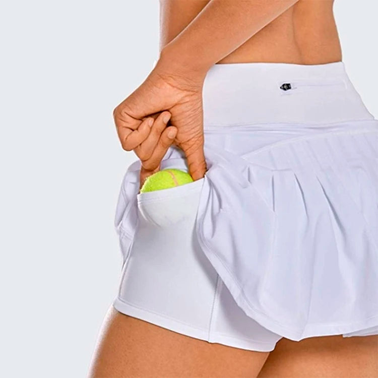 Plus Size Yoga Shorts Sports Women Slim High Waist Short Skirt Fitness Yoga Short Running Tennis Clothing With Pockets