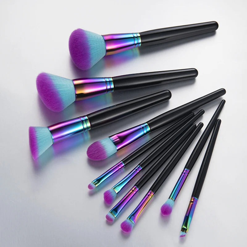 Gracedo 10pcs Purple Black Face Makeup Brush Wood Handle Skin Friendly Cosmetic Vegan Luxury logo Private Label Custom Makeup