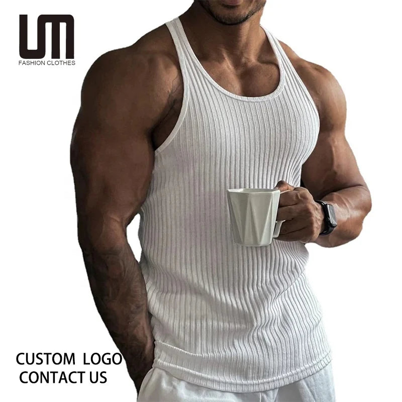 Clearance Sales Men's Sleeveless Backless Vest T-Shirt Solid Color Breathable Tank Tops for Gym Fitness Sports Polyester