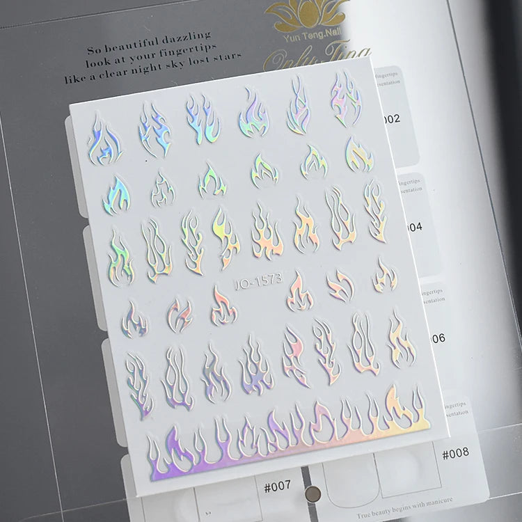 Nail Spring butterfly Flowers Stickers Laser Color Silver Wholesale Stickers Nail Art Decoration