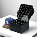 Wholesale Paperboard Mailing Boxes for Baseball Caps Custom Digital Printing with Embossing Gold Foil & UV Coating Lined Sponge