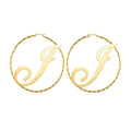 Custom Large Initial Earring for Women Trendy Twist Wire Hoop Stainless Steel Name Jewelry