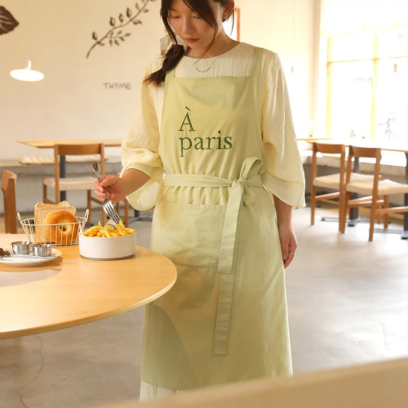 Cotton Kitchen Aprons Cooking Printed Salon Custom Embroidery Logo Lightweight Breathable Aprons for Women