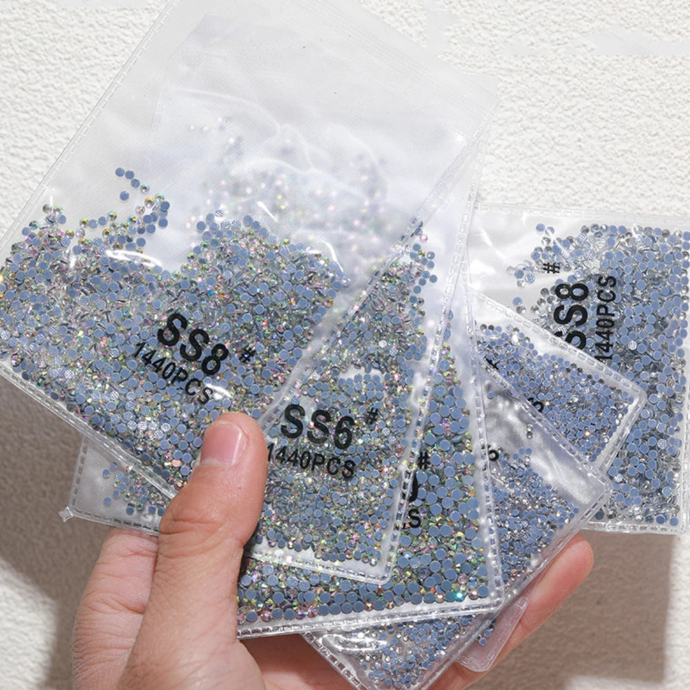 JC Crystal Wholesale SS4 SS6 SS8 Crystal Hot-fix Flatback Rhinestones for Dress  1440pcs Crystal Flatback HotFix Rhinestones