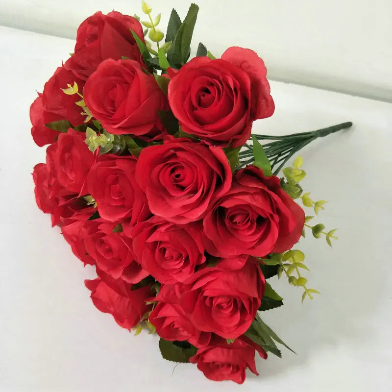 2020 New 18 Heads Artificial Silk Roses Bouquet Fake Flowers for Home Decor