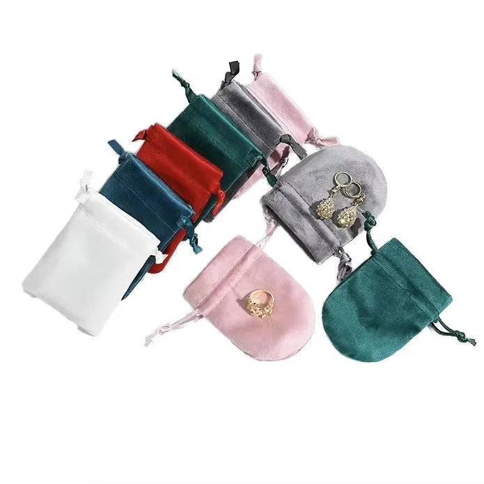 Wholesale Soft Velvet Suede Drawstring Bag Recyclable Jewellery Pouch for Rings Necklaces Watches Gemstones