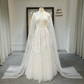 A-line Sweetheart Illusion Long Sleeve With Bodice Wedding Dress Appliques Bridal Dress Gown RL062