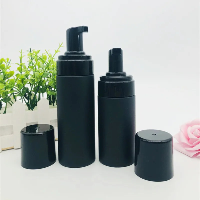Custom 50ml 100ml 150ml 200ml PET Plastic Foame Bottle Cleaning Frosted Matte Black Foam Soap Pump Bottle