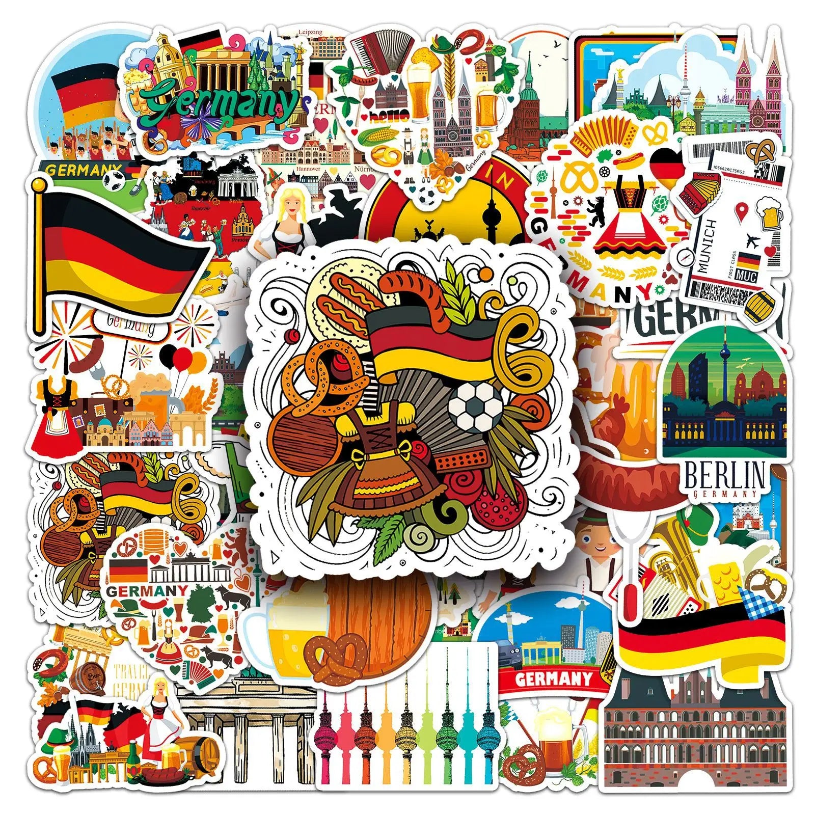 50PCS German Famous City Travelling Souvenir Landmark Germany Sticker