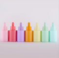 Empty Face Skin Care Essential Oil Cosmetic Packaging Colorful Flat Neck Matte Frosted Glass Dropper Bottle 30ml