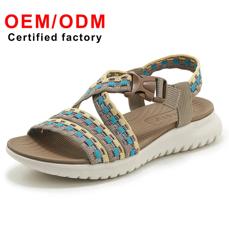 Women's Summer Casual Sports Sandals Comfortable Flying Woven Large Size Beach Shoes New Arrival Fashion Strap Closure