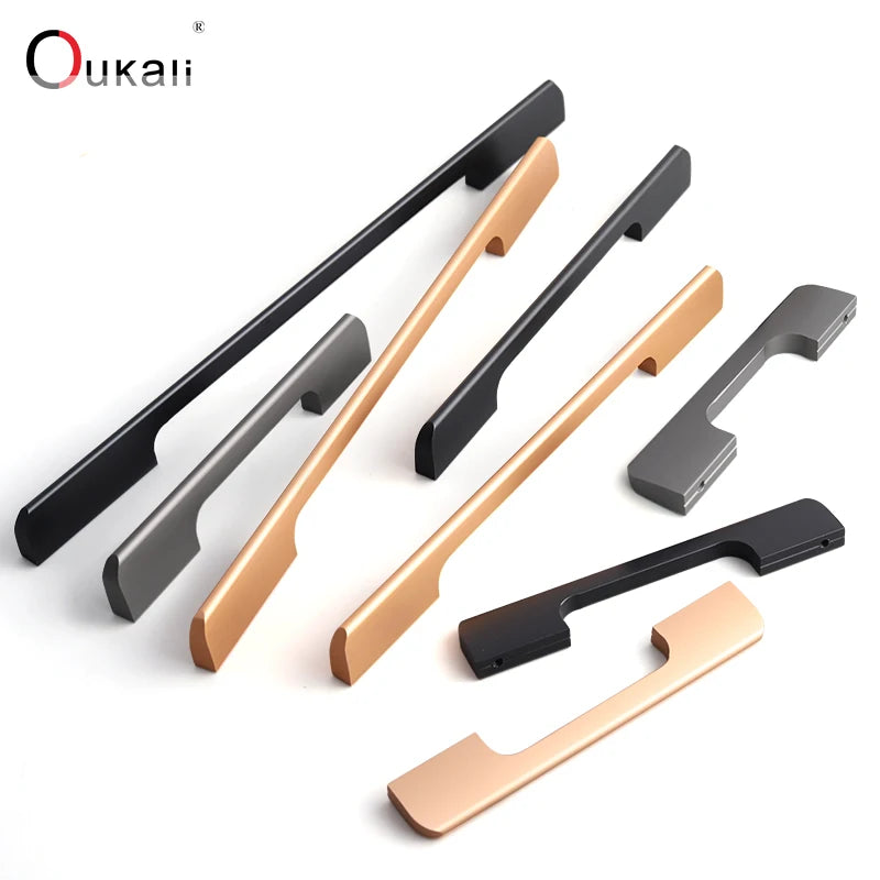 Oukali 400mm Good Quality Modern Contemporary Furniture Simple Cabinet Wardrobe Cabinet Door Drawer Aluminum Alloy Long Handles