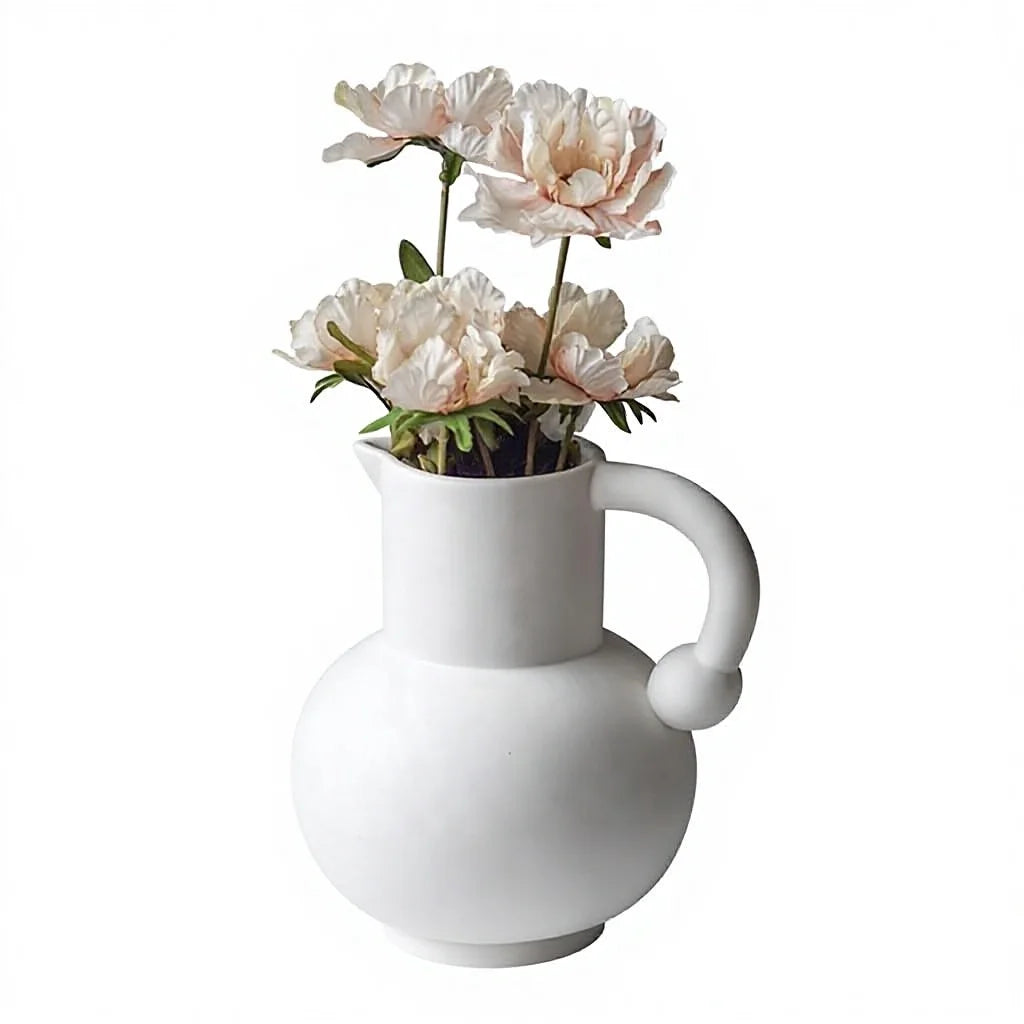 Porcelain Artisan Jug Vase French Country Classic Style Kettle Living Room Table Top Garden Decoration Accessories Home Office
