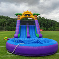 Commercial Double Lane Plam Tree Inflatable Water Slide with Splash PoollClimbing and Blower