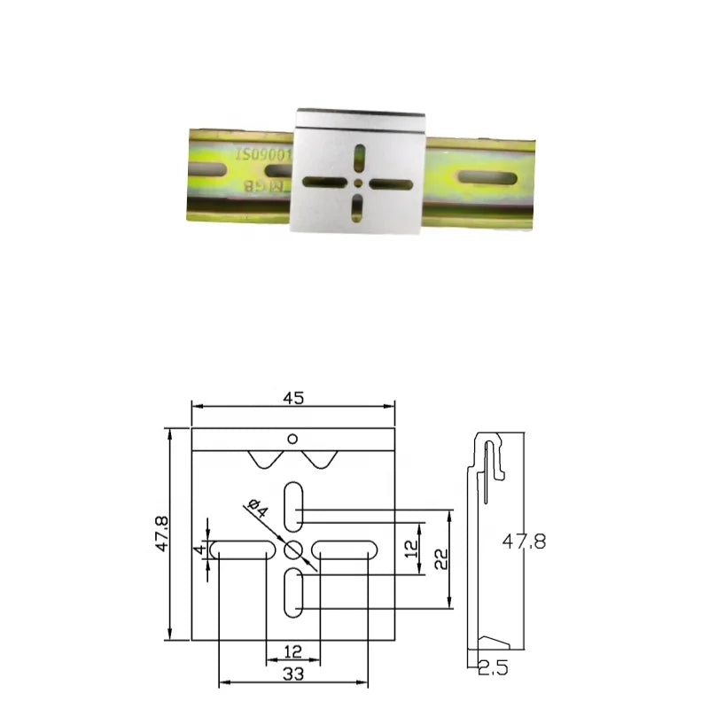 45mm Wide Aluminum Alloy Key Slot Guide Rail Bracket Snap Hook Type Clip Fixing Device for Industrial Electrical Appliances