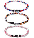3 Strands Buckle Silicone Bean Custom logo Colors Fashion Three Braided Rope Tornad Necklace