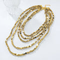 2025 New Arrival Fashion Jewelry Bohemian Multi-layer square Alloy Bead Waterfall Necklace Boho Long Glass Beaded Necklaces