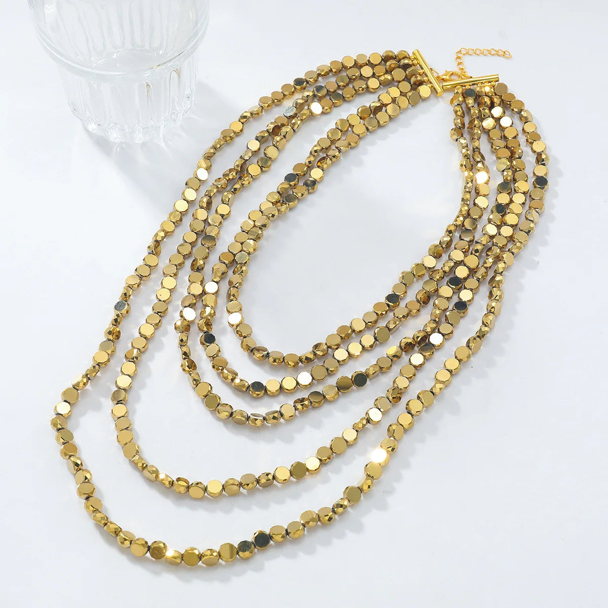 2025 New Arrival Fashion Jewelry Bohemian Multi-layer square Alloy Bead Waterfall Necklace Boho Long Glass Beaded Necklaces