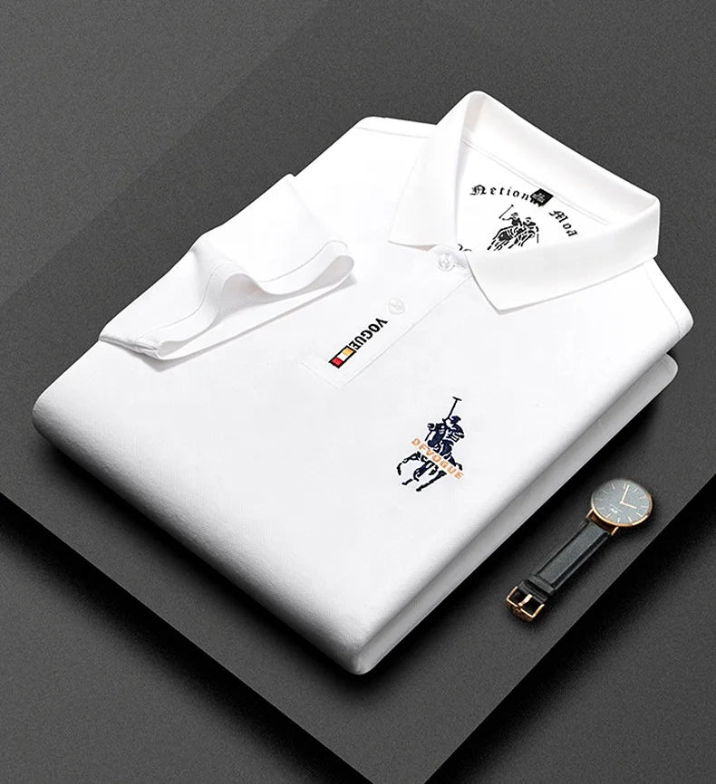 Premium Men's 100% Cotton Golf for  Shirts Solid Pattern Work Tops Customizable Embroidered Short Length Knitted Tshirts