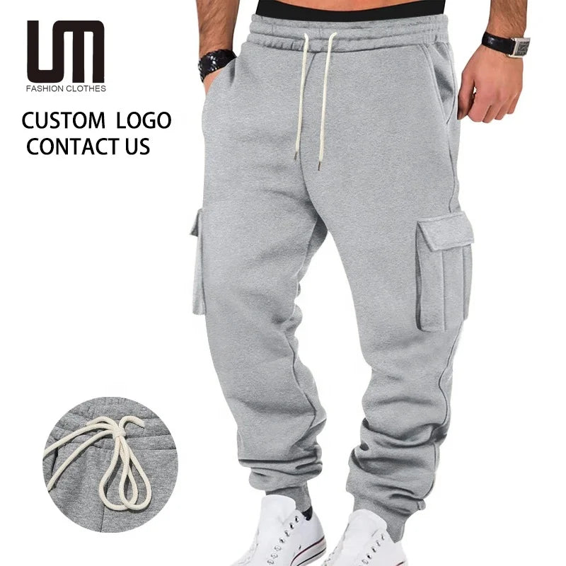 Custom Logo New Arrival Men's Casual Work Pants Multi-Pocket Sports Outdoor Comfortable Elastic Waist Trousers